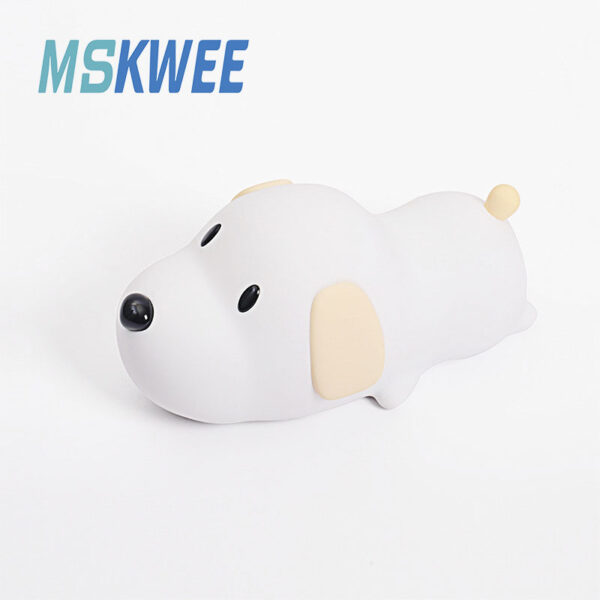 Cute Puppy LED Kids Night Light Custom Logo USB Rechargeable Silicone Lamp Dimmable Baby Nursery Lamp with Timing Function