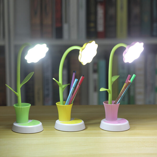 Mskwee Custom Desk Lamp for Kids Sunflower LED Charging Table Lamp Adjustable Brightness Eye Protection Table Lamp for Reading - Image 5