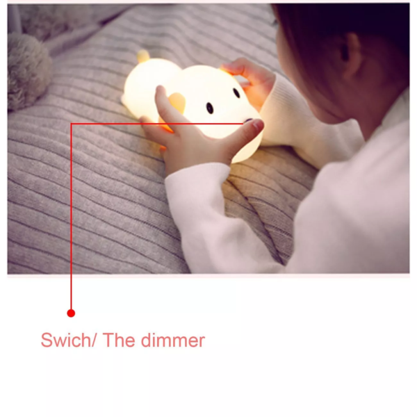 Cute Puppy LED Kids Night Light Custom Logo USB Rechargeable Silicone Lamp Dimmable Baby Nursery Lamp with Timing Function - Image 6