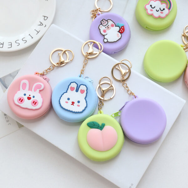 Cartoon Silicone Round Small Coin Purse Bag With Keychain Cute Wallet Silicone Coin Bag for Kids - Image 5