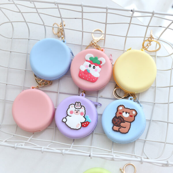 Cartoon Silicone Round Small Coin Purse Bag With Keychain Cute Wallet Silicone Coin Bag for Kids - Image 7