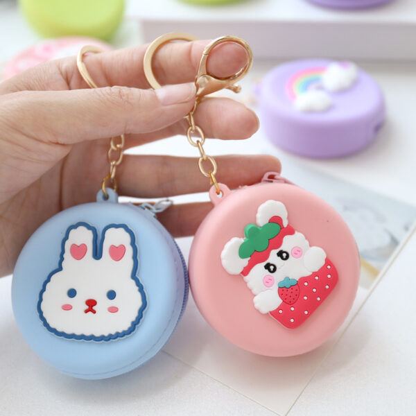 Cartoon Silicone Round Small Coin Purse Bag With Keychain Cute Wallet Silicone Coin Bag for Kids - Image 4