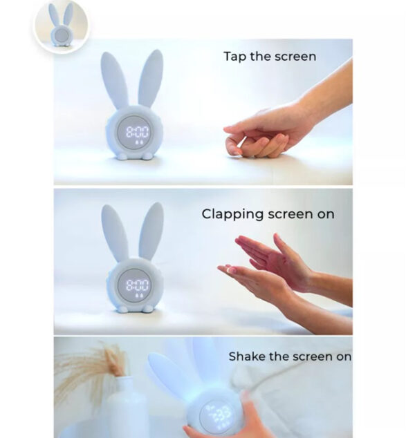 Hot Sale Custom Cute Rabbit Alarm Clock Multifunctional Motion Sensor Smart Silicone Clock With Night Lights - Image 6