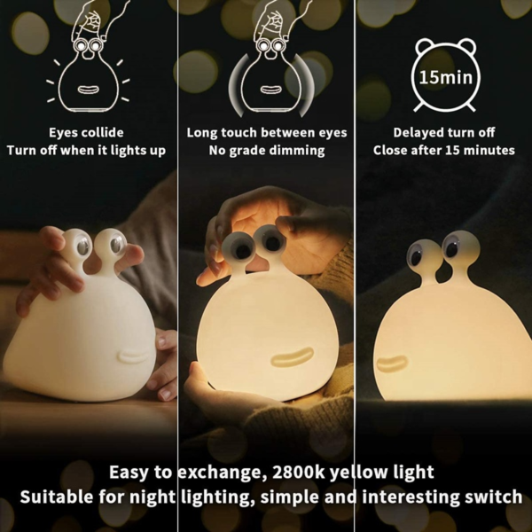 Custom Safe Soft Silicone Slug Night Light Cute Animal Baby Touch Sensor Nursery Night Light for Kids Bedroom Decoration - Image 4