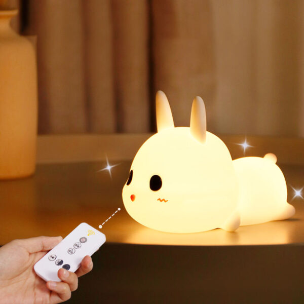 Custom Logo Cartoon Rabbit Bunny Soft Silicone LED Night Lamp Baby Sleeping Night Light For Kids Nursery Decor - Image 4