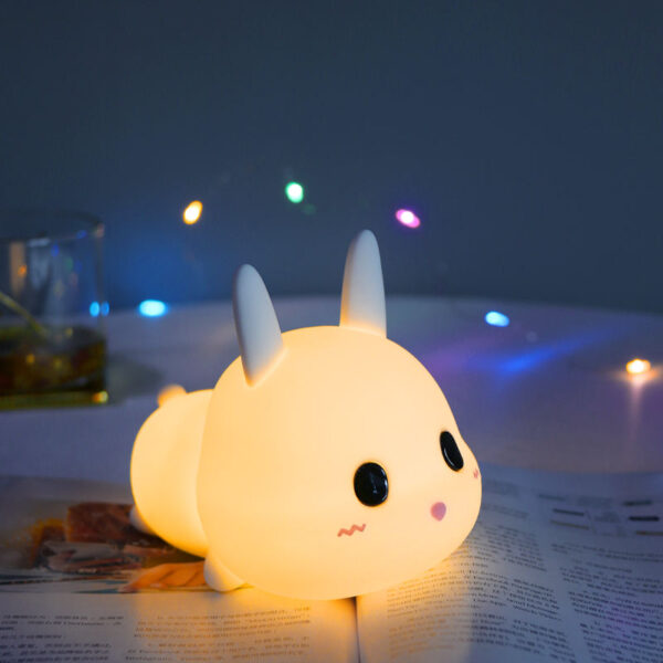 Custom Logo Cartoon Rabbit Bunny Soft Silicone LED Night Lamp Baby Sleeping Night Light For Kids Nursery Decor - Image 5