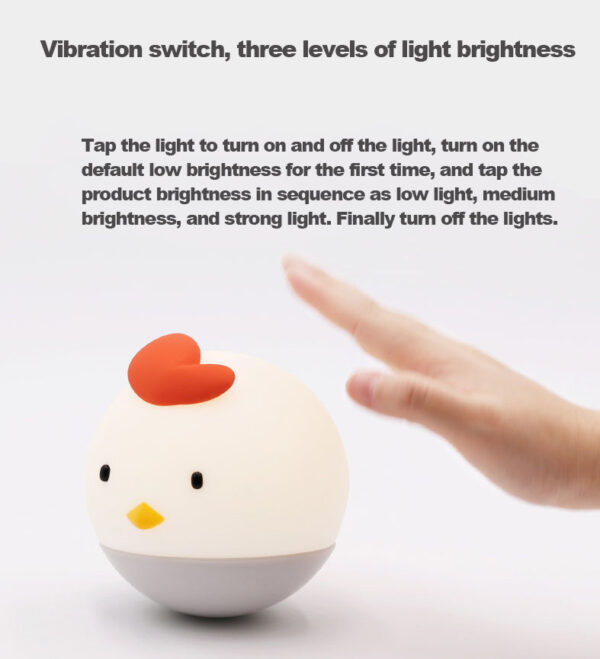 Novelty Smart Touch Sensor Chicken Baby Kids Lamp Night Light Kawaii Chick Tumbler Room Decor Rechargeable Silicone Night Lamp - Image 5