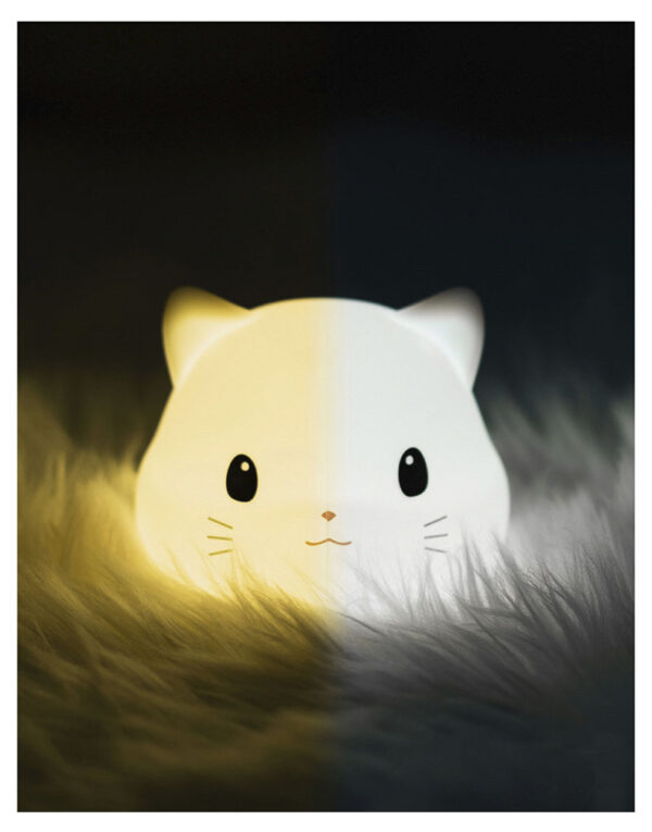 Cute Cat Night Light for Baby Sleeping Night Lamp USB Rechargeable Kids Kitten Bedside Lamp Bedroom Decor with Timing Function