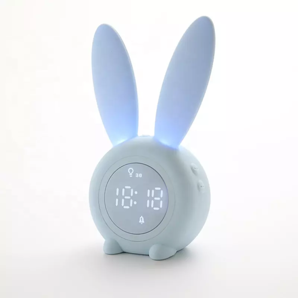 Hot Sale Custom Cute Rabbit Alarm Clock Multifunctional Motion Sensor Smart Silicone Clock With Night Lights