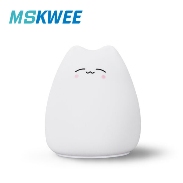 Mskwee Soft Cat Silicone Baby Nursery Lamp Sensitive Tap Control Multi-colors Night Light for Kids - Image 6