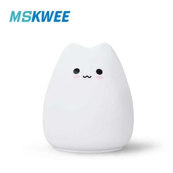 Mskwee Soft Cat Silicone Baby Nursery Lamp Sensitive Tap Control Multi-colors Night Light for Kids - Image 8