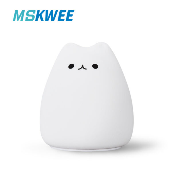 Mskwee Soft Cat Silicone Baby Nursery Lamp Sensitive Tap Control Multi-colors Night Light for Kids - Image 9