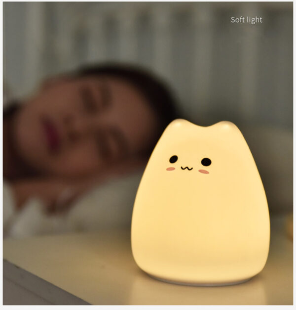 Mskwee Soft Cat Silicone Baby Nursery Lamp Sensitive Tap Control Multi-colors Night Light for Kids - Image 11