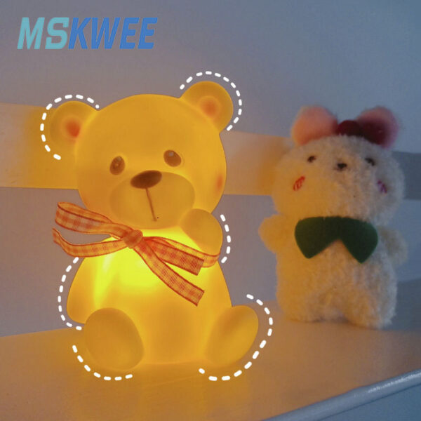 Children's Bedroom Decor Battery Powered Led Lamp Cute PVC Bear Animal Baby Night Light Christmas Birthday Gift - Image 3