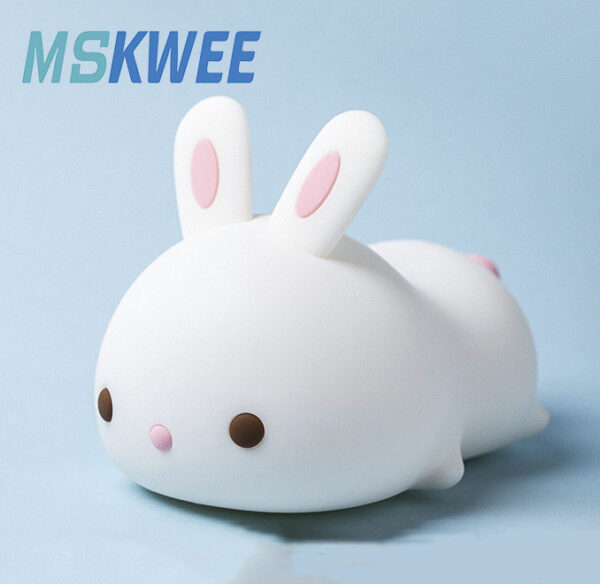 7 Colors Changing Home Night Lights for Kids USB Rechargeable Lamps Cute Silicone Bunny Bedside Lamp for Breastfeeding