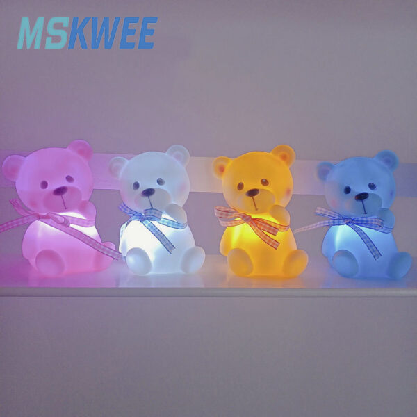 Children's Bedroom Decor Battery Powered Led Lamp Cute PVC Bear Animal Baby Night Light Christmas Birthday Gift - Image 8