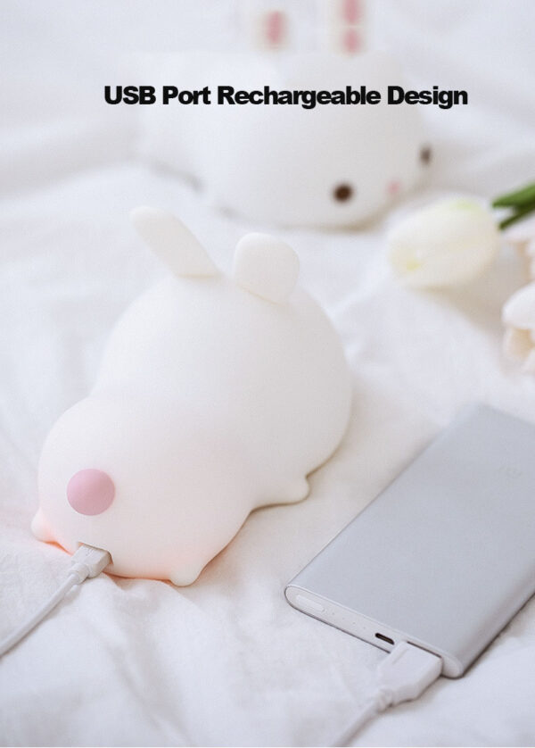 7 Colors Changing Home Night Lights for Kids USB Rechargeable Lamps Cute Silicone Bunny Bedside Lamp for Breastfeeding - Image 7