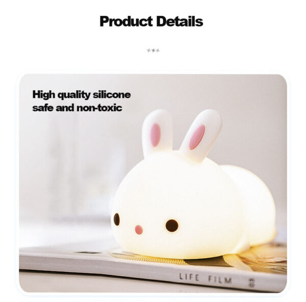 7 Colors Changing Home Night Lights for Kids USB Rechargeable Lamps Cute Silicone Bunny Bedside Lamp for Breastfeeding - Image 8