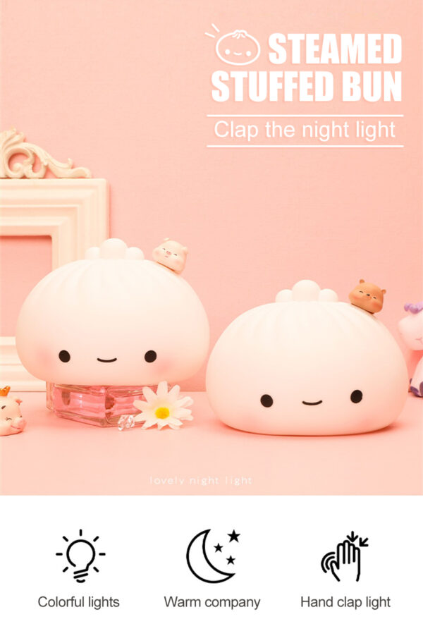 Mskwee Cute LED Night Light Bun Cartoon Bedroom Holiday Home Decoration Soft Lamp Christmas Children Gifts - Image 6