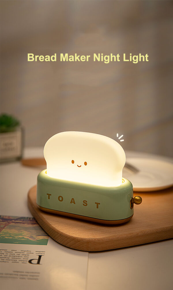 LED Bread Maker Night Light USB Charging Dimming Toast Lamp Bedroom Children Timing Sleeping Lamps Fun Switch Mood Light - Image 2