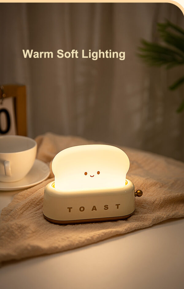 LED Bread Maker Night Light USB Charging Dimming Toast Lamp Bedroom Children Timing Sleeping Lamps Fun Switch Mood Light - Image 4