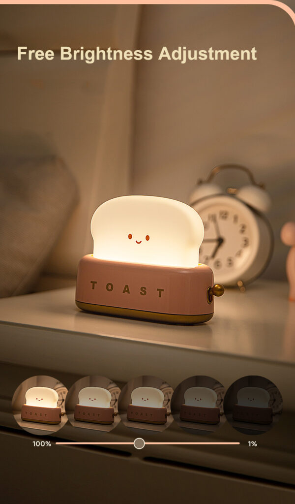 LED Bread Maker Night Light USB Charging Dimming Toast Lamp Bedroom Children Timing Sleeping Lamps Fun Switch Mood Light - Image 6