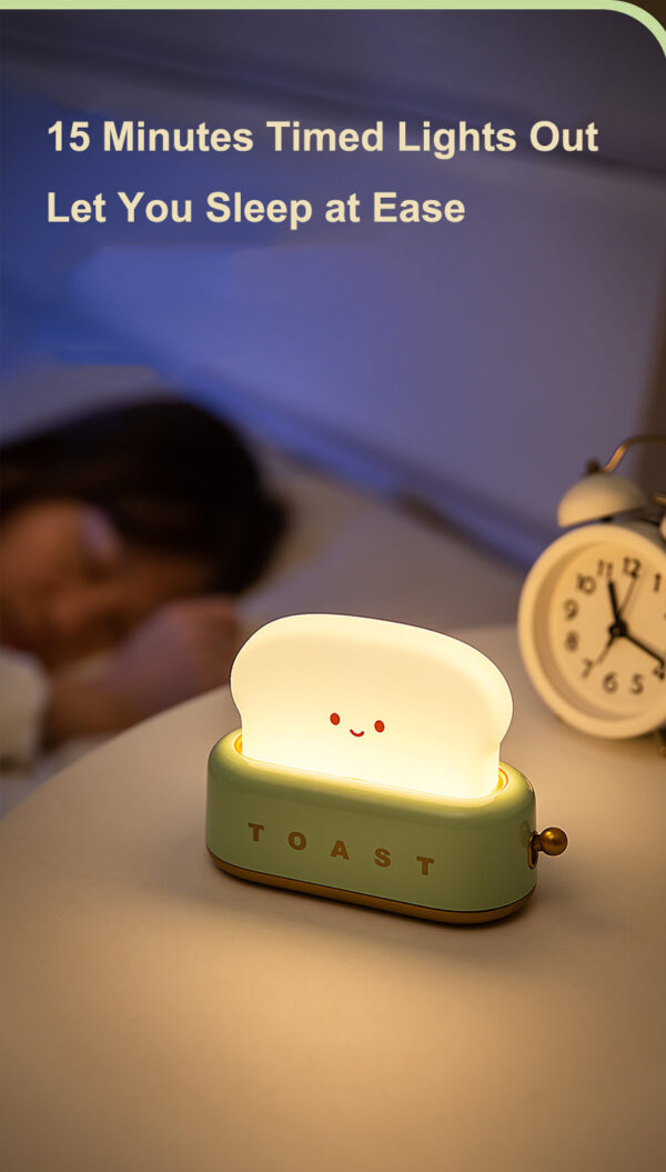 LED Bread Maker Night Light USB Charging Dimming Toast Lamp Bedroom Children Timing Sleeping Lamps Fun Switch Mood Light - Image 8