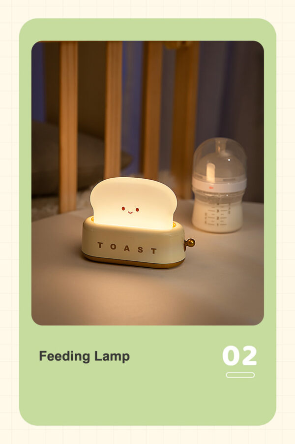 LED Bread Maker Night Light USB Charging Dimming Toast Lamp Bedroom Children Timing Sleeping Lamps Fun Switch Mood Light - Image 10