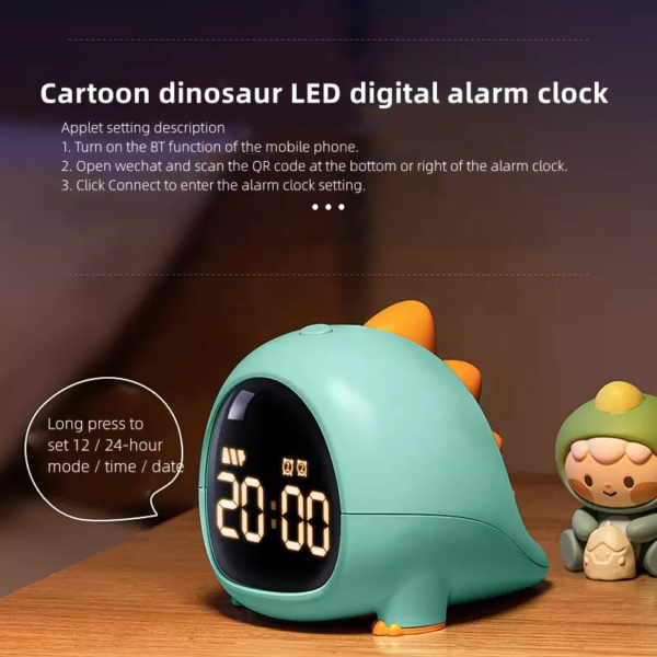 Mskwee Cartoon Dinosaur LED Digital Countdown Alarm Clock USB Charging Children's Bedroom Bedside Electronic Alarm Clock - Image 4