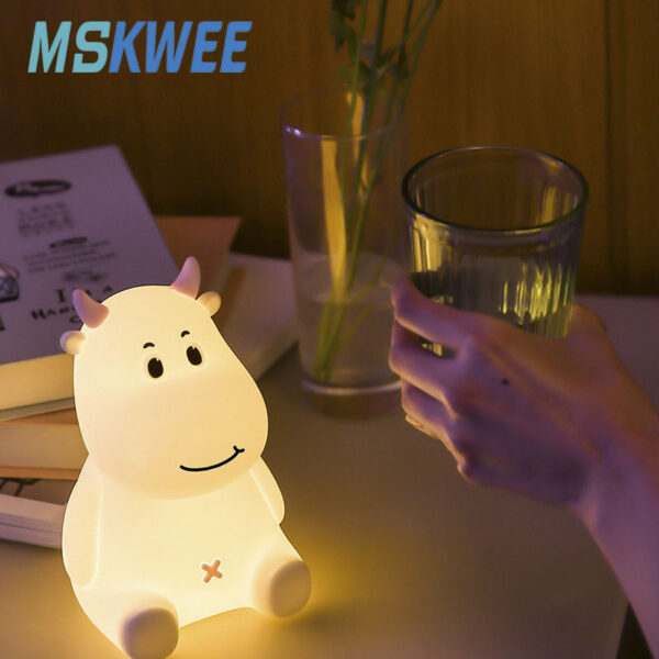 Cute Cow Night Light 7 Color Changing Silicone Portable Cow Animal LED Nursery Night Lamp with Timer Cow Bedroom Decor for Kids - Image 3