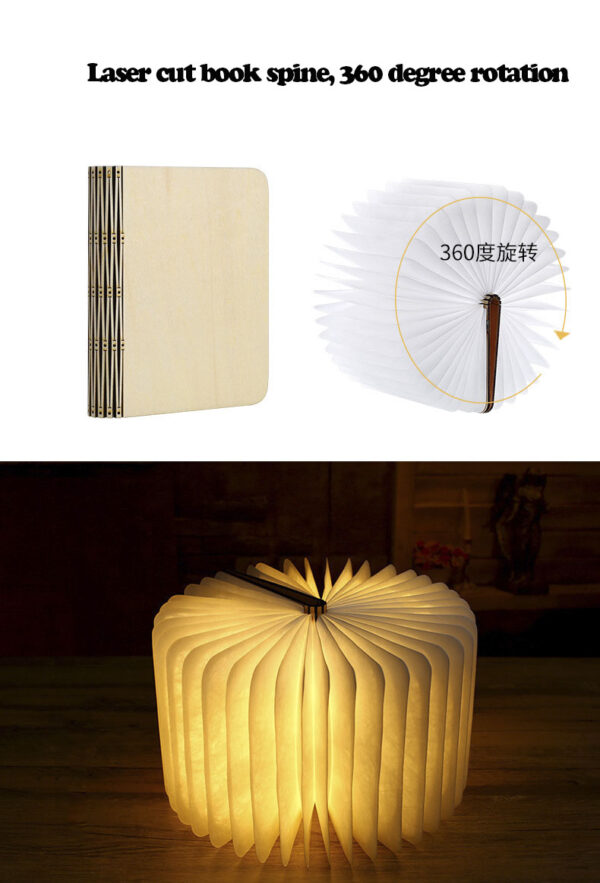 Custom Wood Led Folding Book Lamp USB Rechargeable Wooden Table Lamp Magnetic Design Creative Night Light for Kids Adults - Image 8