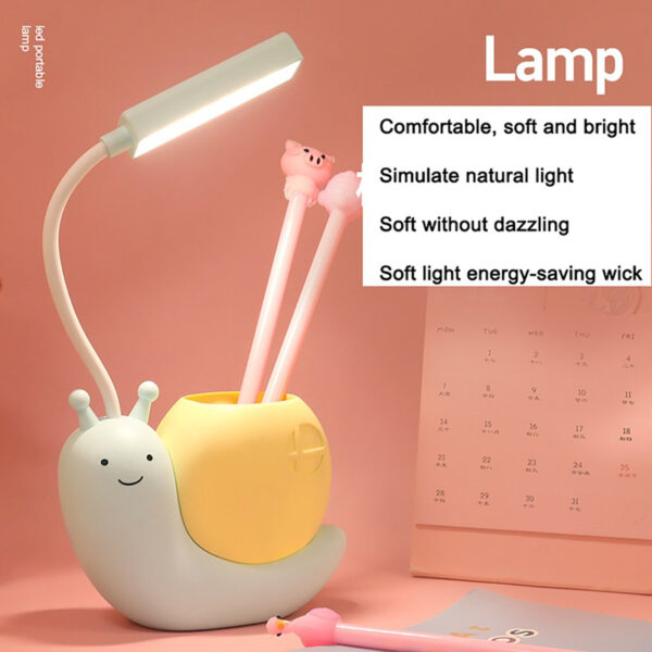 Mskwee Nordic Cute Snail Desk Lamp USB Charging Pen Holder Lamp Kid LED Night Light Reading Lamp With Pen Organizer Table Light - Image 3