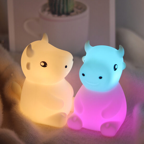 New Design Silicone Cute Cow LED Night Light USB Rechargeable Touch Sensor Lamp Children Night Light Baby Sleep Bedside Lamp