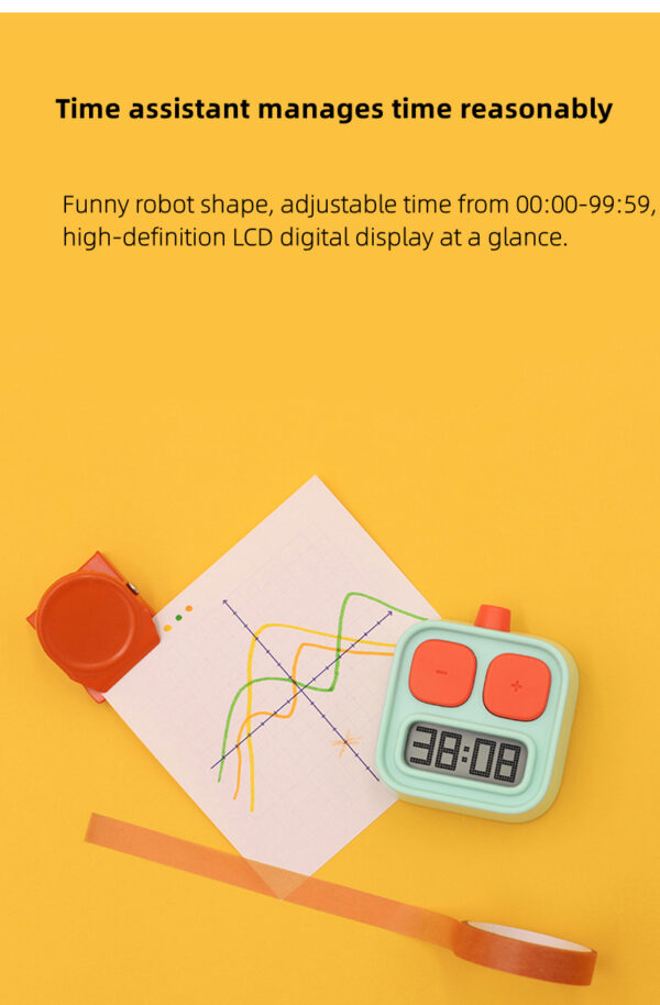 New Mini Timing Cute Robot Timer Kitchen Countdown Stopwatch Kitchen Cooking Clock For Cooking Stopwatch Shower Study Counter - Image 2