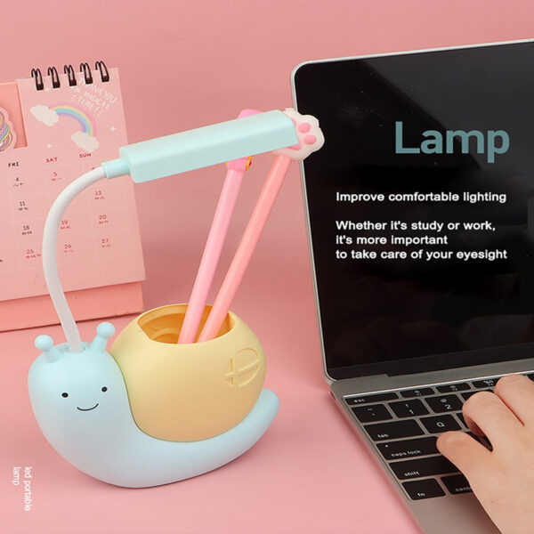 Mskwee Nordic Cute Snail Desk Lamp USB Charging Pen Holder Lamp Kid LED Night Light Reading Lamp With Pen Organizer Table Light - Image 4