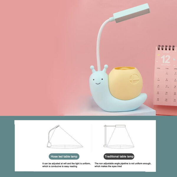 Mskwee Nordic Cute Snail Desk Lamp USB Charging Pen Holder Lamp Kid LED Night Light Reading Lamp With Pen Organizer Table Light - Image 6