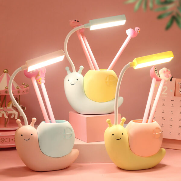 Mskwee Nordic Cute Snail Desk Lamp USB Charging Pen Holder Lamp Kid LED Night Light Reading Lamp With Pen Organizer Table Light