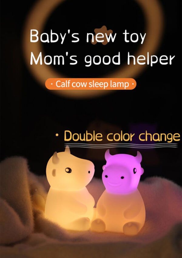 New Design Silicone Cute Cow LED Night Light USB Rechargeable Touch Sensor Lamp Children Night Light Baby Sleep Bedside Lamp - Image 2