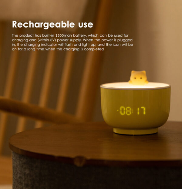 Cute LED Night Light Alarm Clock Teacup Cat Lamp Touch Sensor Nightlights USB Rechargeable Bedside Lamp Table Lamp For Kid Gift - Image 13