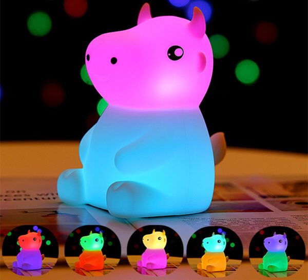 New Design Silicone Cute Cow LED Night Light USB Rechargeable Touch Sensor Lamp Children Night Light Baby Sleep Bedside Lamp - Image 12