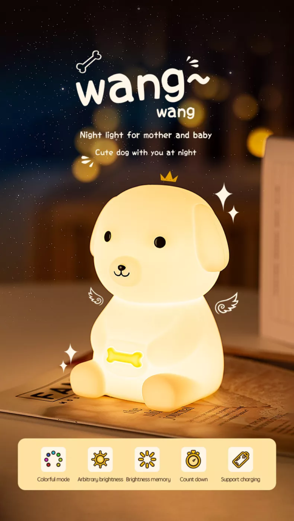 Cute Cartoon Dog Night Light for Kids Baby Nursery Lamp with Timer Function 7 Color Changing Baby Sleep Lamp Kids Bedroom Decor - Image 4