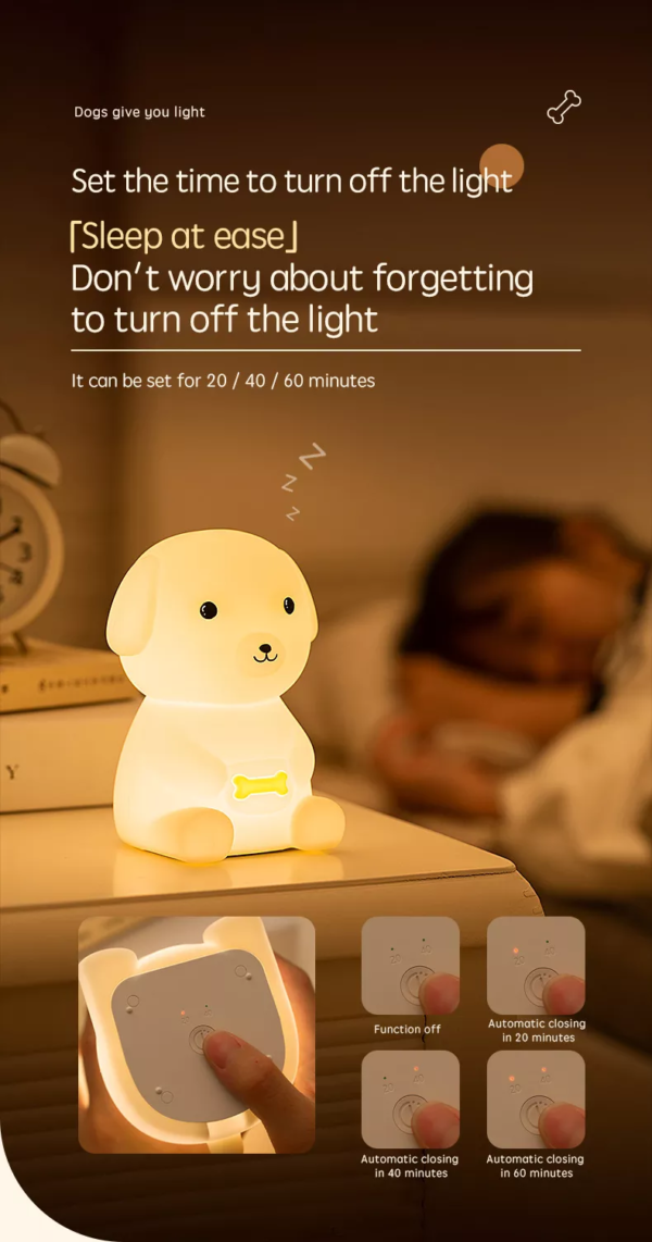 Cute Cartoon Dog Night Light for Kids Baby Nursery Lamp with Timer Function 7 Color Changing Baby Sleep Lamp Kids Bedroom Decor - Image 11