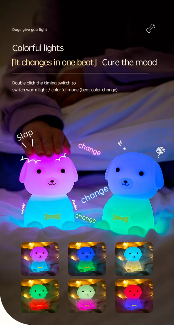 Cute Cartoon Dog Night Light for Kids Baby Nursery Lamp with Timer Function 7 Color Changing Baby Sleep Lamp Kids Bedroom Decor - Image 7