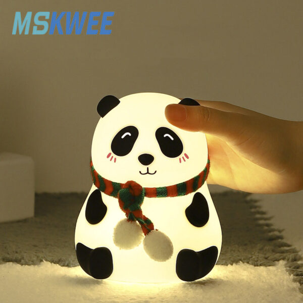 Cute Panda Night Light for Kids Kawaii Nursery 7 Color Changing Silicone Lamp for Bedroom Aesthetic Room Decor Birthday Gifts