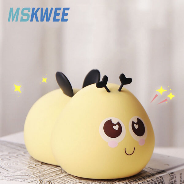 Cute Bee Animal 7 Color Changing Silicone Baby Night Light Lamp With Touch Sensor USB Rechargeable Night Lamp For Kids Birthday - Image 2