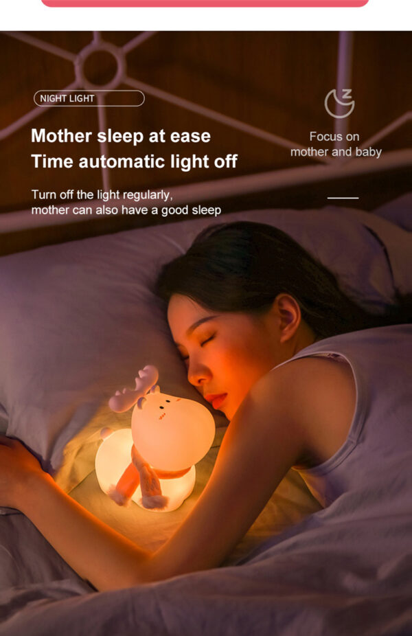 Cute Deer USB Rechargeable LED Night Light for Kids Children Baby Cute Night lights Lamp Silicone Touch Sensor Bedside Bedroom - Image 7