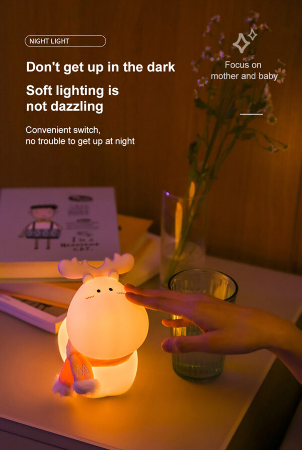 Cute Deer USB Rechargeable LED Night Light for Kids Children Baby Cute Night lights Lamp Silicone Touch Sensor Bedside Bedroom - Image 8