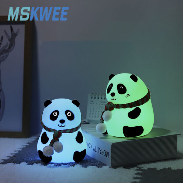 Cute Panda Night Light for Kids Kawaii Nursery 7 Color Changing Silicone Lamp for Bedroom Aesthetic Room Decor Birthday Gifts - Image 2