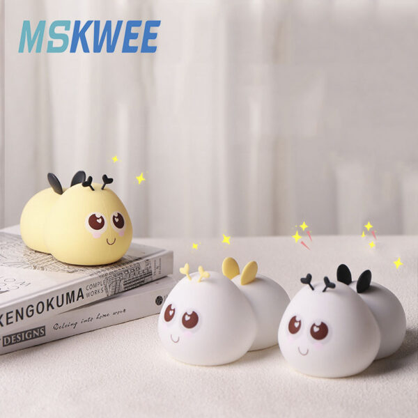 Cute Bee Animal 7 Color Changing Silicone Baby Night Light Lamp With Touch Sensor USB Rechargeable Night Lamp For Kids Birthday - Image 3