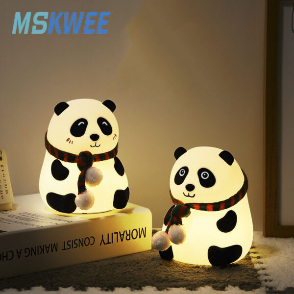 Cute Panda Night Light for Kids Kawaii Nursery 7 Color Changing Silicone Lamp for Bedroom Aesthetic Room Decor Birthday Gifts - Image 4